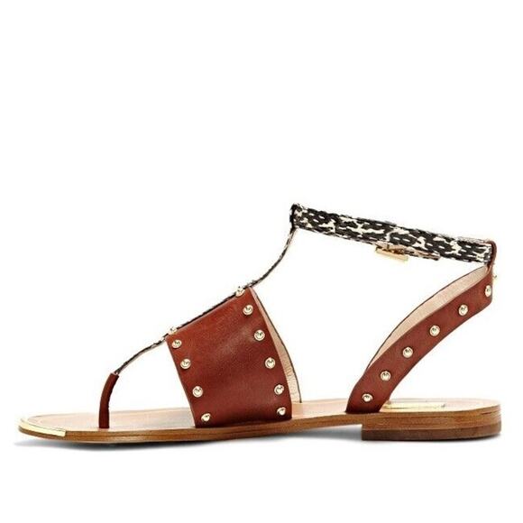 LOUISE ET CIE Sandals Womens Size 7.5 Snakeskin Eviana Brown Leather Studded - Picture 10 of 10